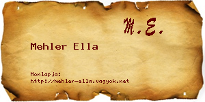 Mehler Ella névjegykártya
